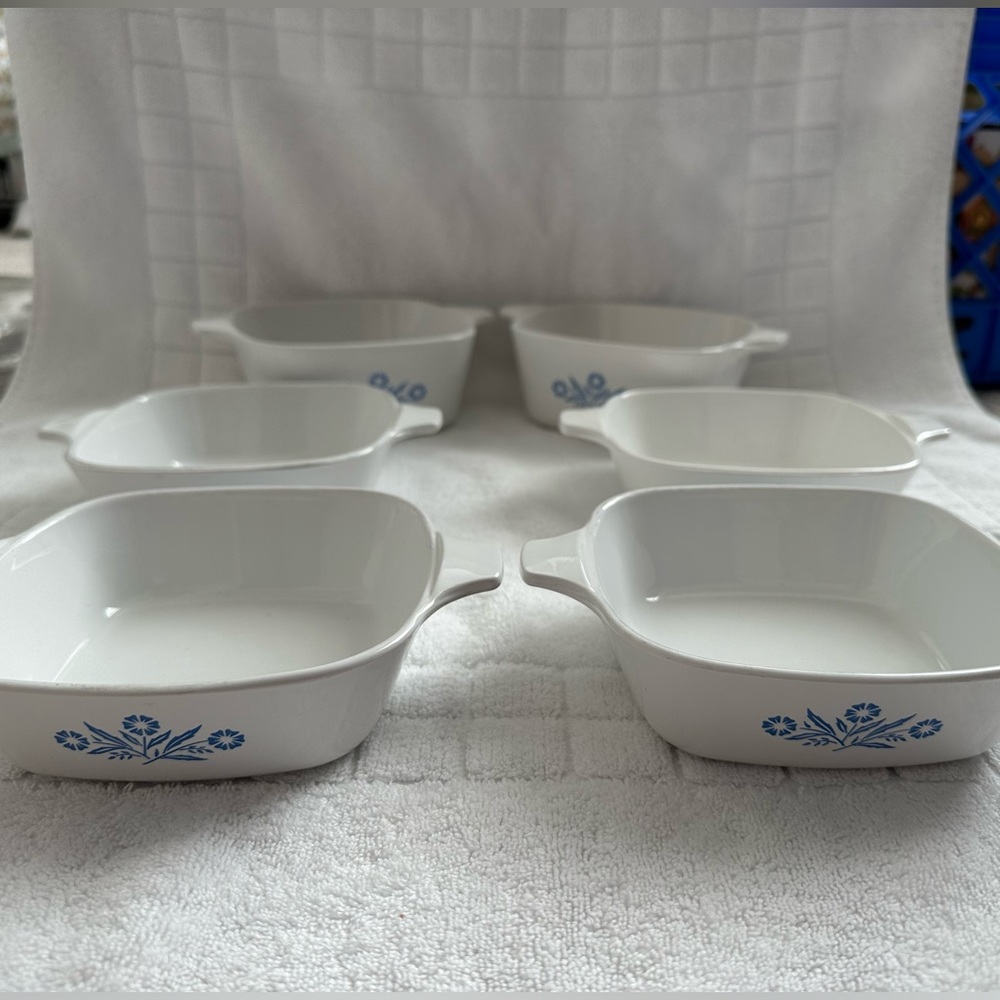 Set of (6) Corningware Cornflower Blue Casserole/Baking dishes